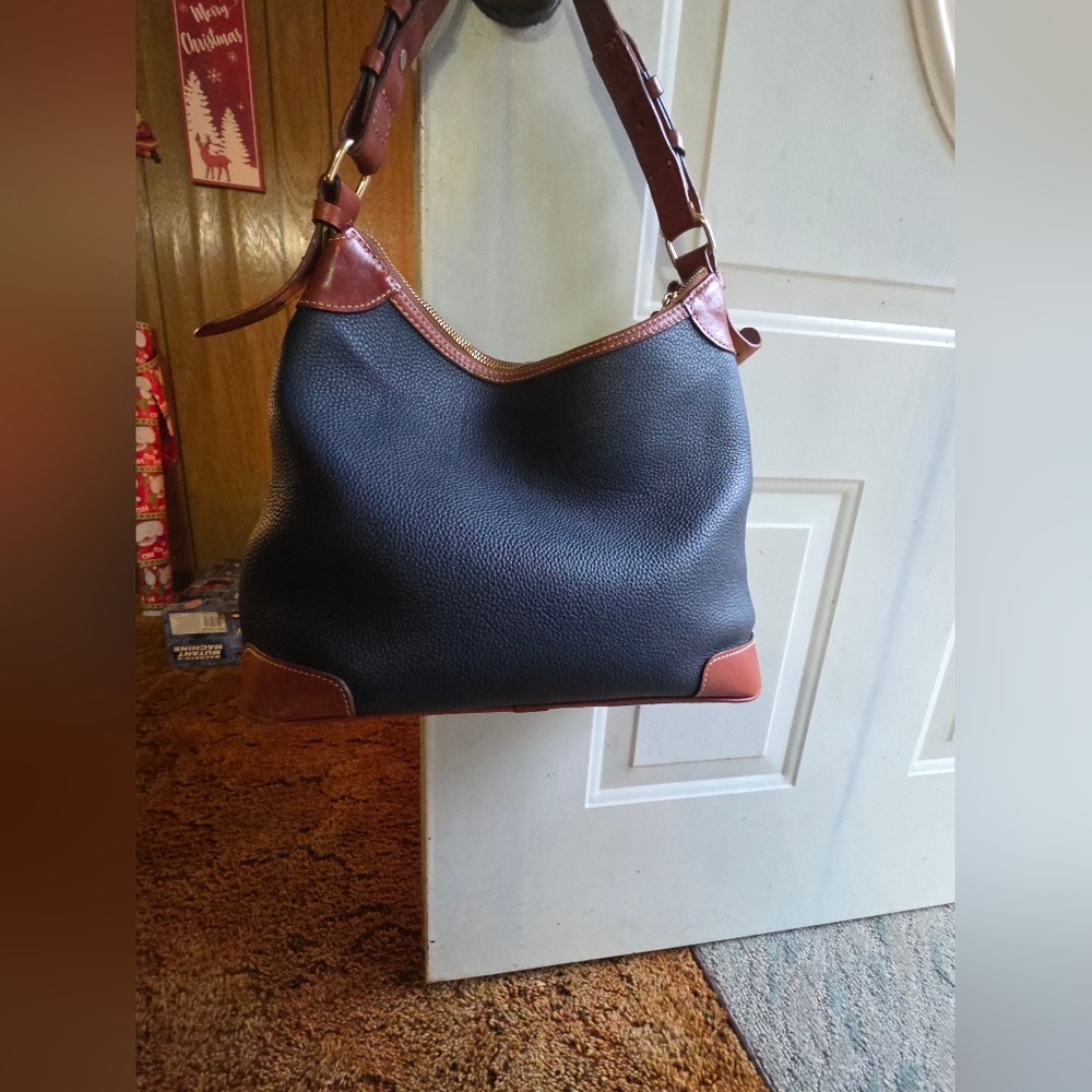Dooney & Bourke Navy Pebble Leather Hobo - Picture 2 of 9